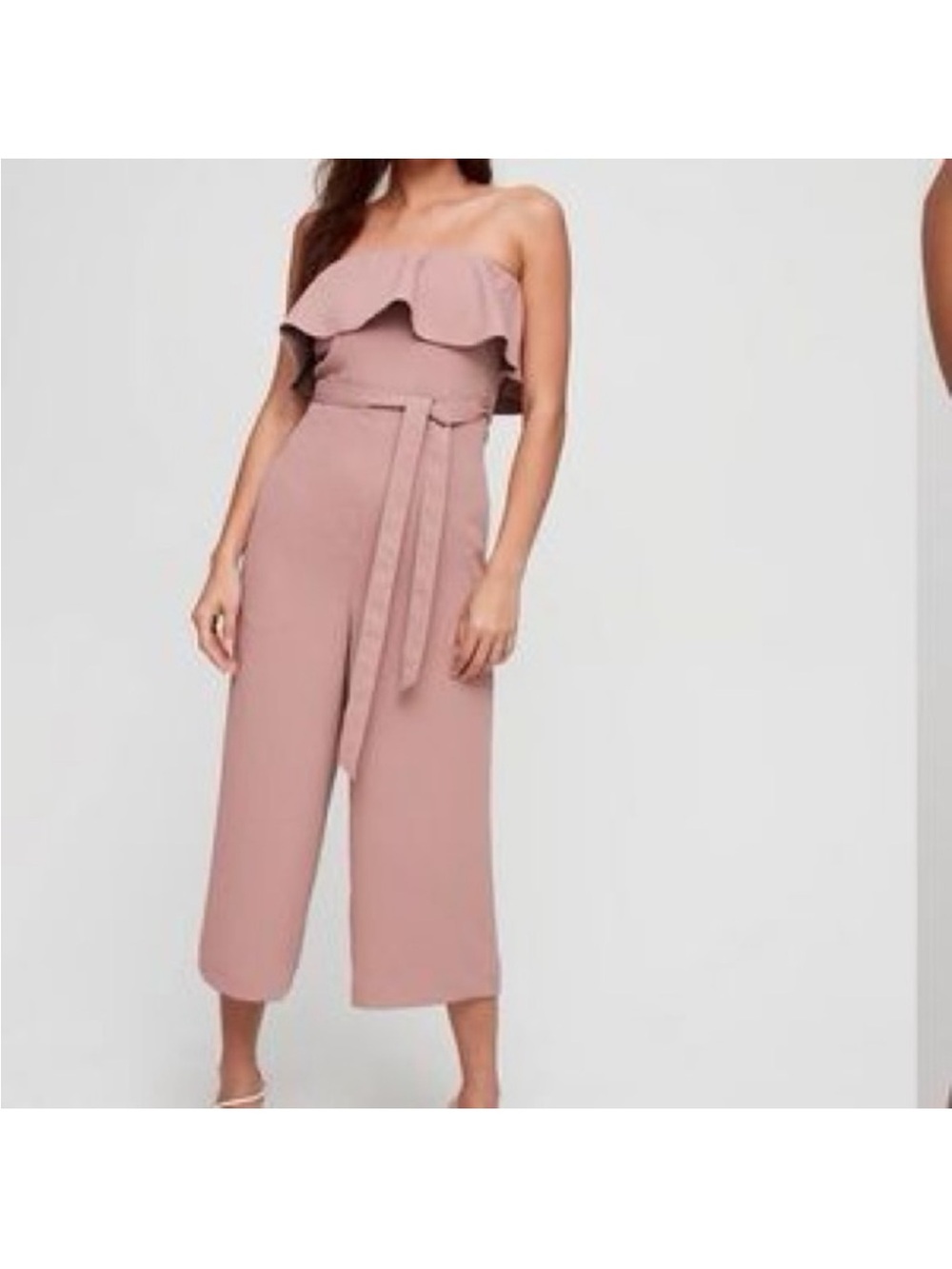 Babaton Strapless Ruffle Tie-Waist Jumpsuit - Mauve